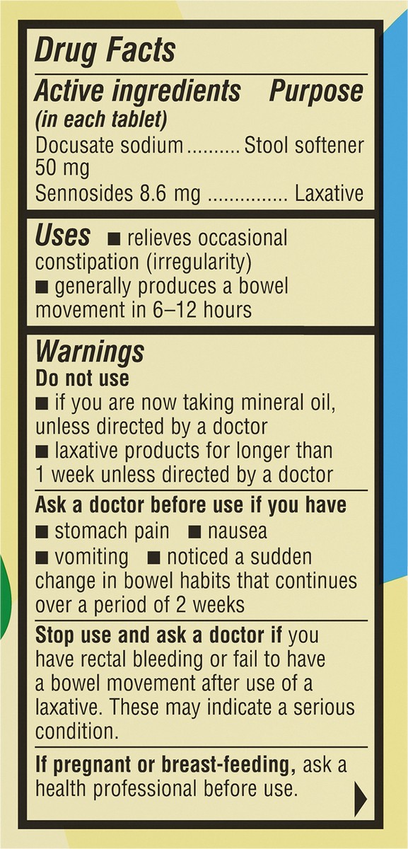 slide 2 of 7, Senokot-S Dual Action Natural Vegetable Laxative Ingredient Plus Stool Softener Tablets, Docusate Sodium, Senna Concentrate, Gentle, Overnight Relief From Occasional Constipation, 60 ct, 60 ct