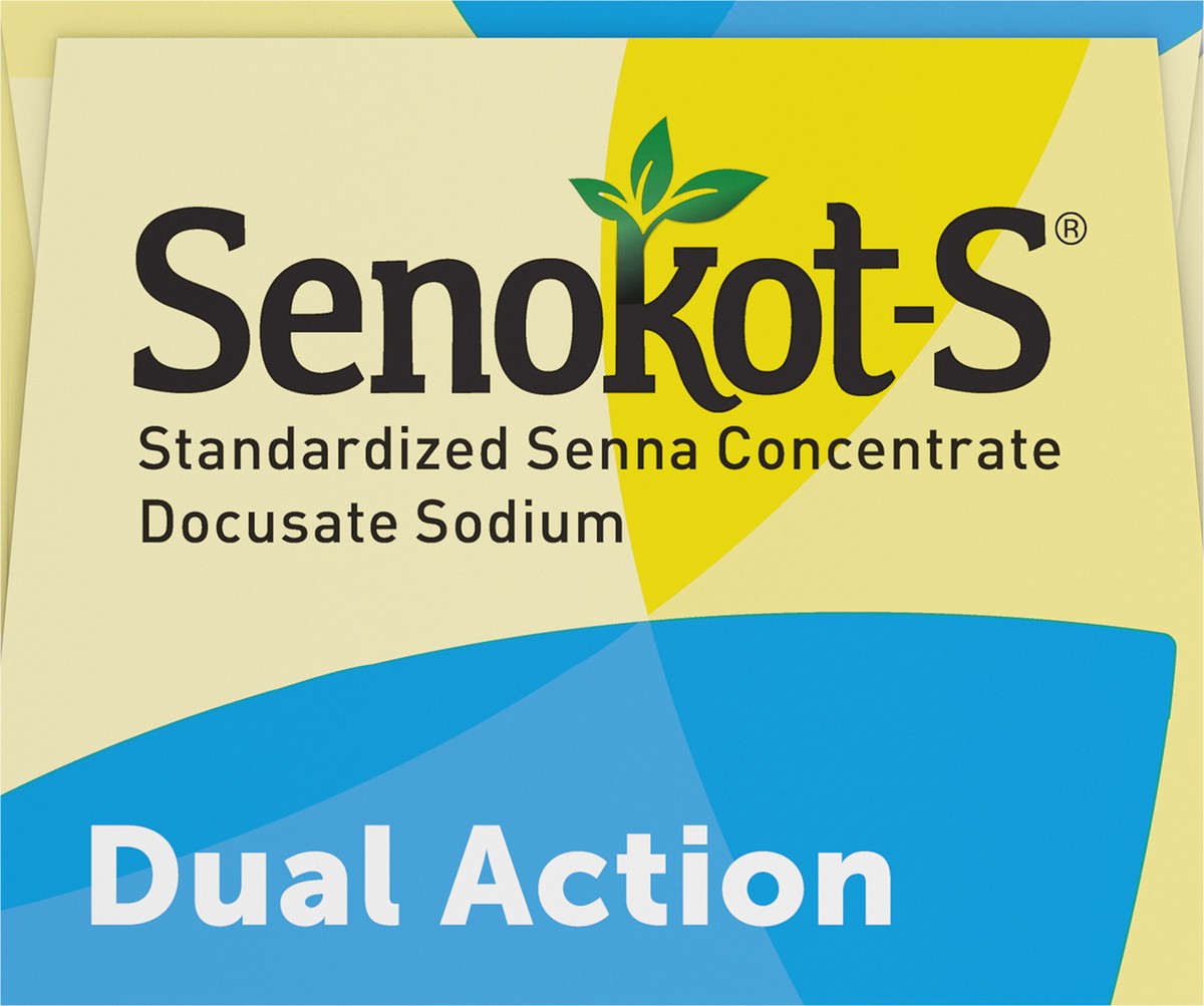 slide 6 of 7, Senokot-S Dual Action Natural Vegetable Laxative Ingredient Plus Stool Softener Tablets, Docusate Sodium, Senna Concentrate, Gentle, Overnight Relief From Occasional Constipation, 60 ct, 60 ct