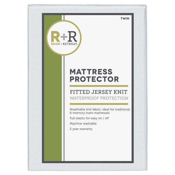 slide 1 of 1, Room + Retreat Jersey Knit Fitted Waterproof Mattress Protector, King, 1 ct