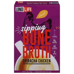 LonoLife Sipping Sriracha Chicken Bone Broth - 4 x 0.49 oz Sticks