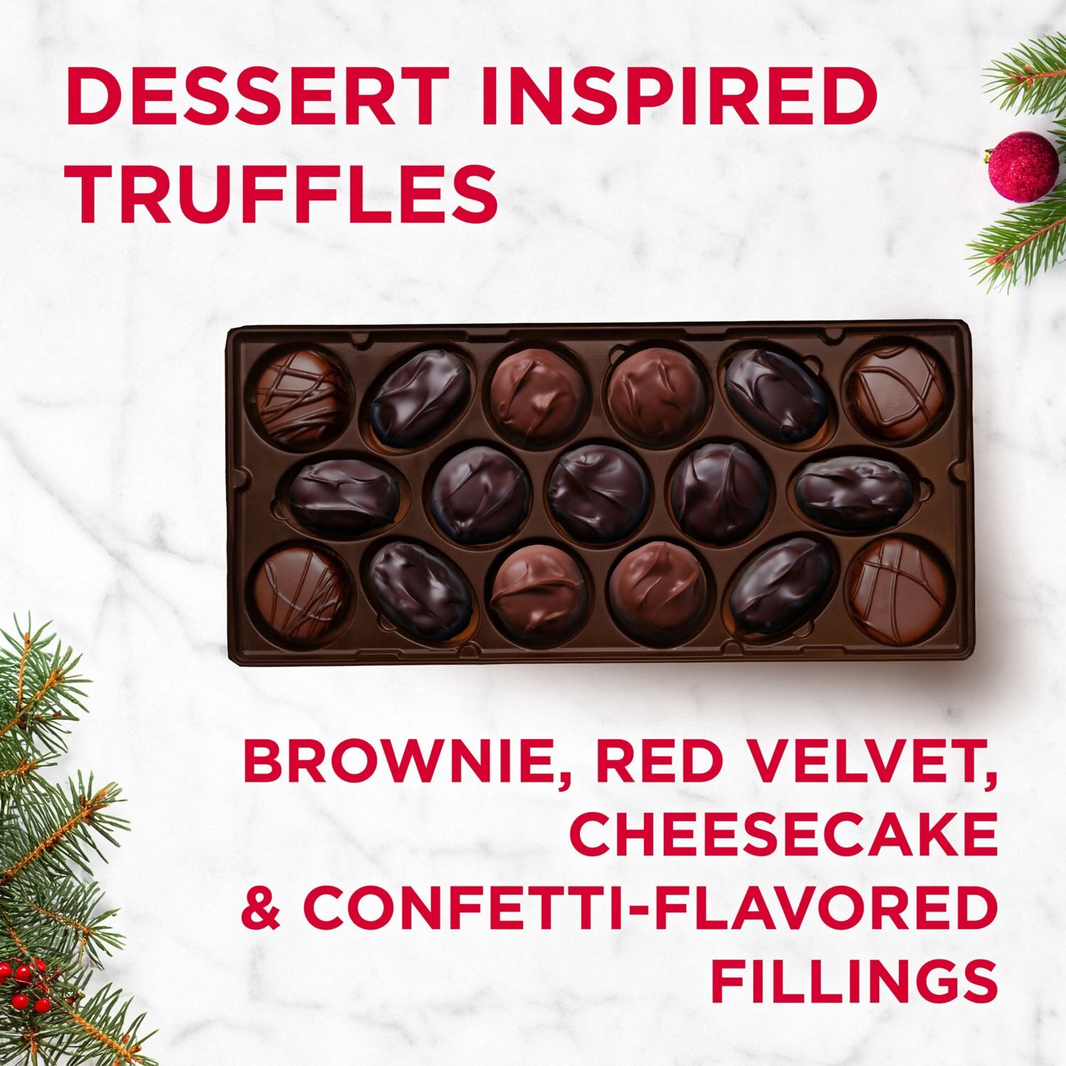 slide 2 of 9, Russell Stover, Assorted Truffles, Dessert Holiday Box, 9.4 Oz, 9 oz