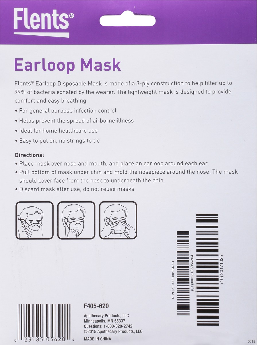 slide 8 of 9, Flents Earloop Mask 20 ea, 20 ct