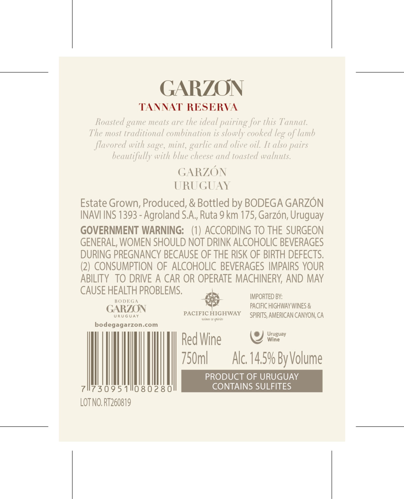 slide 5 of 5, Bodega Garzon Garzon Reserva Tannat, 750 ml
