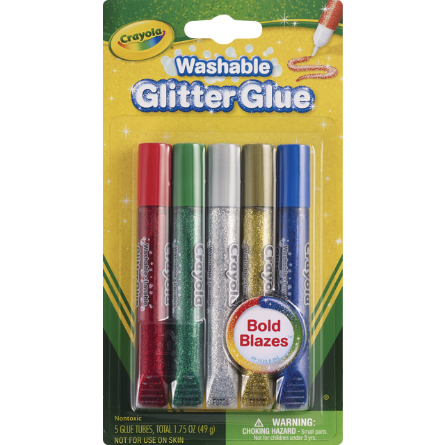 slide 1 of 1, Crayola Washable Bold Glitter Glue, 5 ct