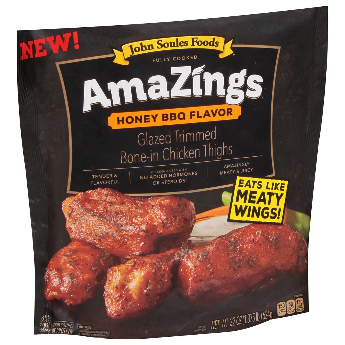 slide 9 of 13, John Soules AmaZings Honey BBQ Bone-in Chicken Thighs, 22 oz