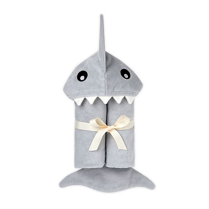 slide 1 of 4, Elegant Baby Shark Hooded Towel - Grey, 1 ct