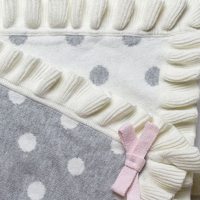 slide 2 of 2, Elegant Baby Dot Blanket with Ruffle - Grey, 1 ct