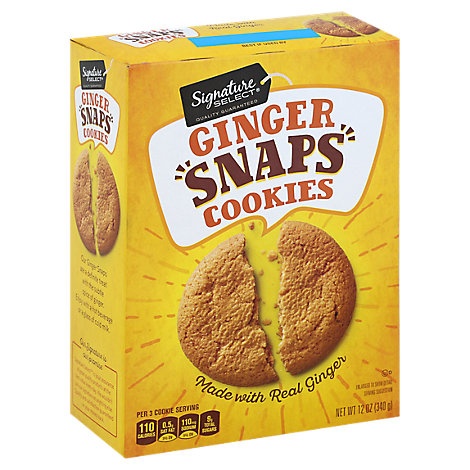 slide 1 of 1, Signature Select Cookies Ginger Snaps, 12 oz