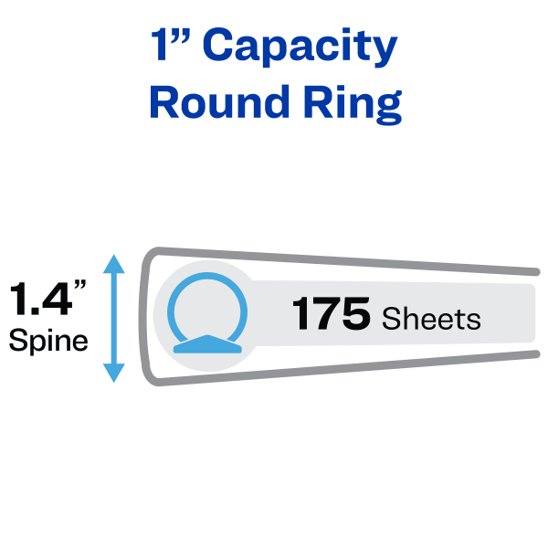slide 7 of 7, Avery 1" Economy View Binder With Round Rings - White, 3 ct