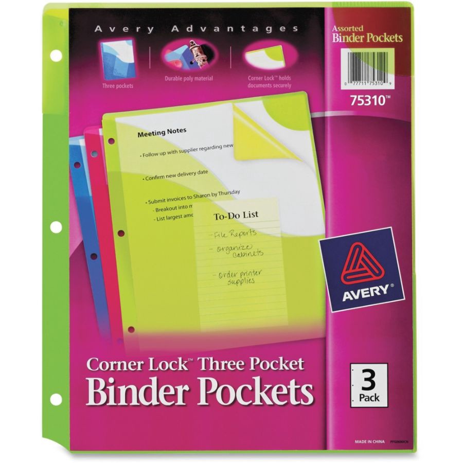 slide 5 of 5, Avery Corner Lock 3-Pocket Document Holder, 3 ct