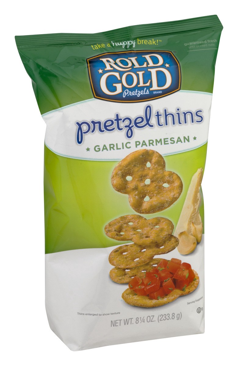 slide 2 of 9, Rold Gold Pretzel Thins Garlic Parmesan 8.25 Ounce Plastic Bag, 8.25 oz