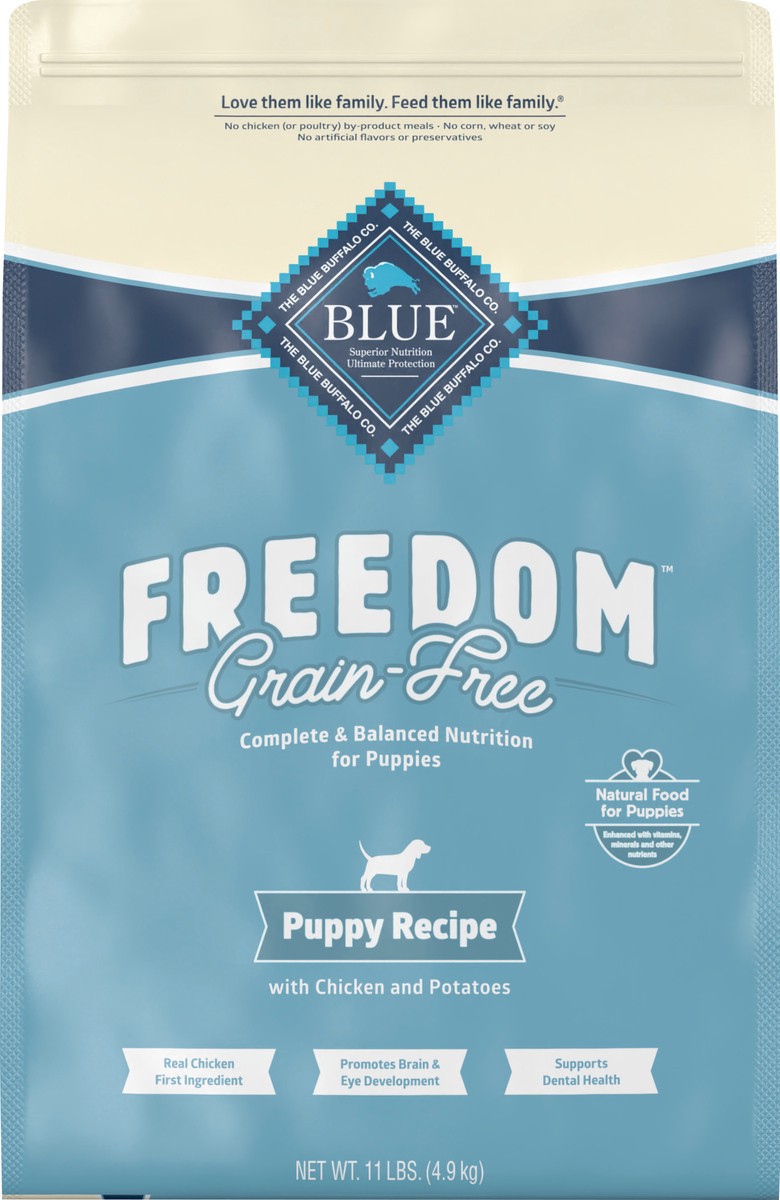 slide 1 of 9, Blue Buffalo Blue Freedom Grain-Free Puppy Chicken Recipe Dry Dog Food, 11 lb