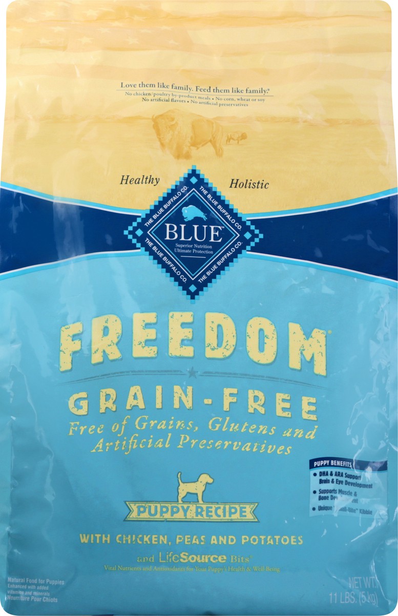 slide 9 of 9, Blue Buffalo Blue Freedom Grain-Free Puppy Chicken Recipe Dry Dog Food, 11 lb