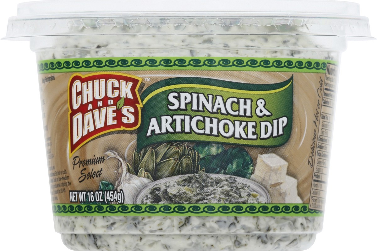 slide 3 of 13, Chuck & Daves Chuck And Daves Spinach Artichoke Dip, 16 oz