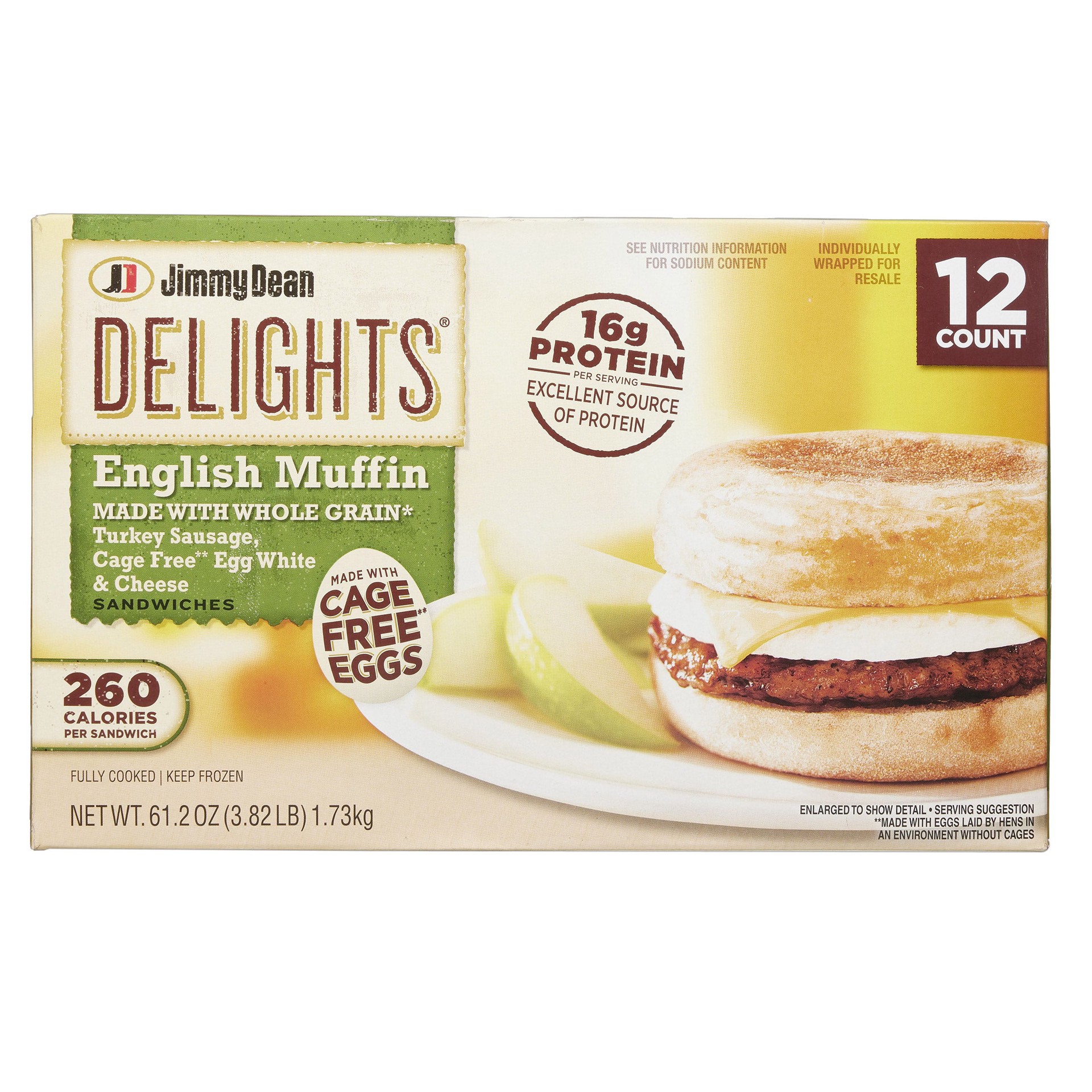 slide 1 of 1, Jimmy Dean Delights, Turkey Sausage, Egg White & Cheese English Muffin, 12 count, 