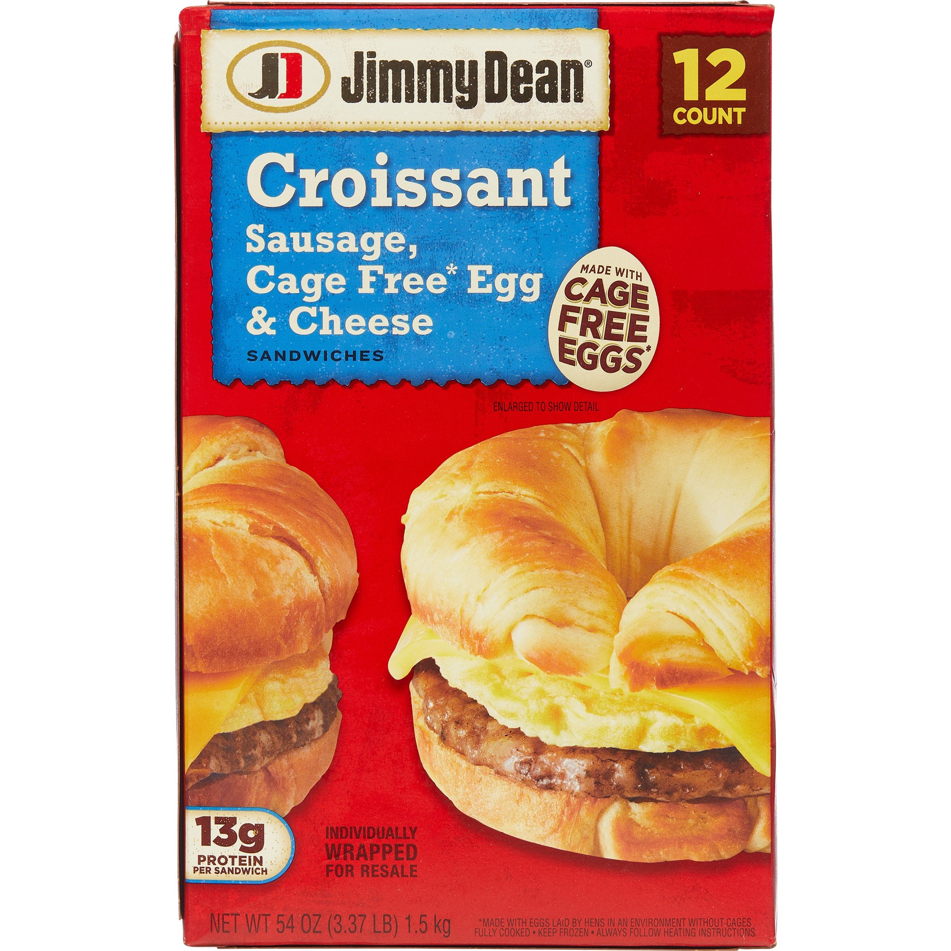 slide 1 of 1, Jimmy Dean Croissant, Sausage, Egg & Cheese, 4.5 oz, 12 count, 