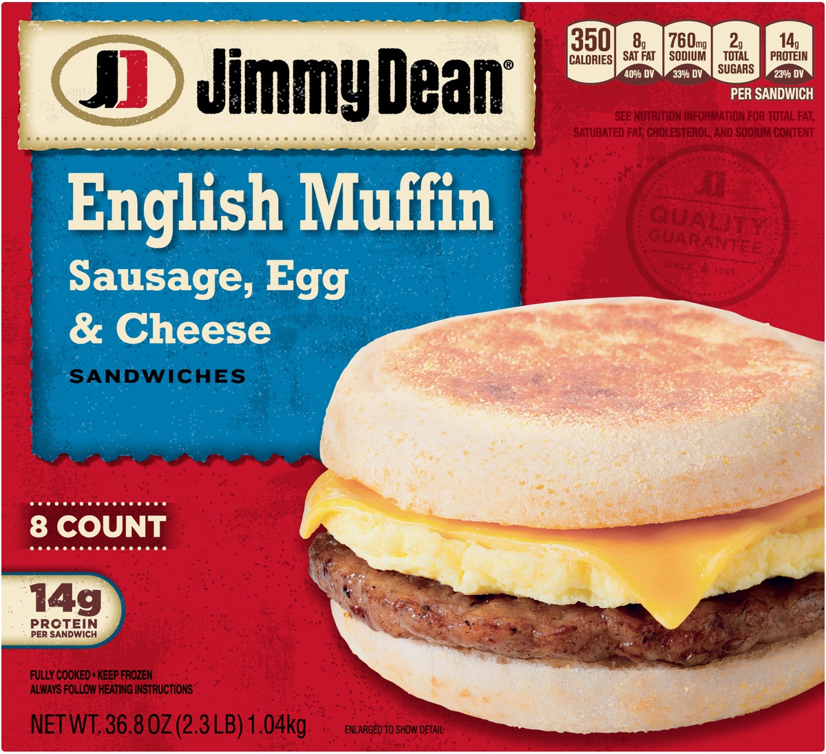 slide 8 of 9, Jimmy Dean Sausage, Egg & Cheese English Muffin Sandwiches, 8 ct; 36.8 oz