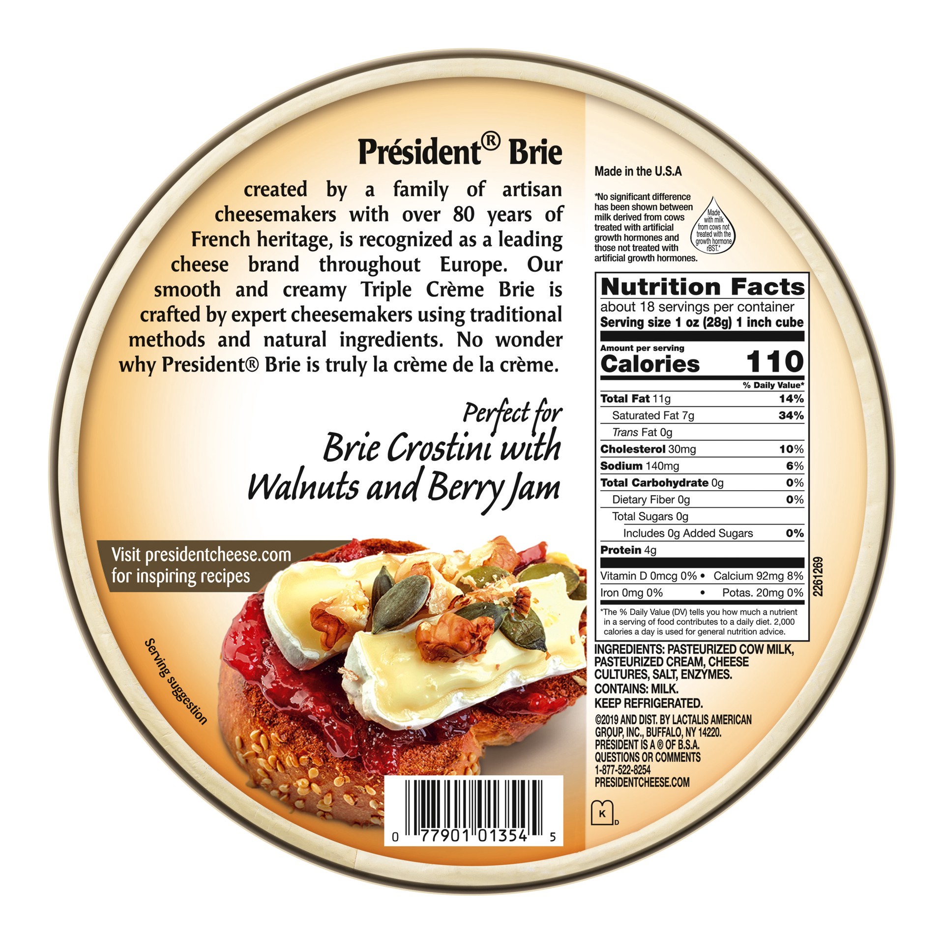 slide 2 of 2, President Triple Creme Brie, 18 oz, 