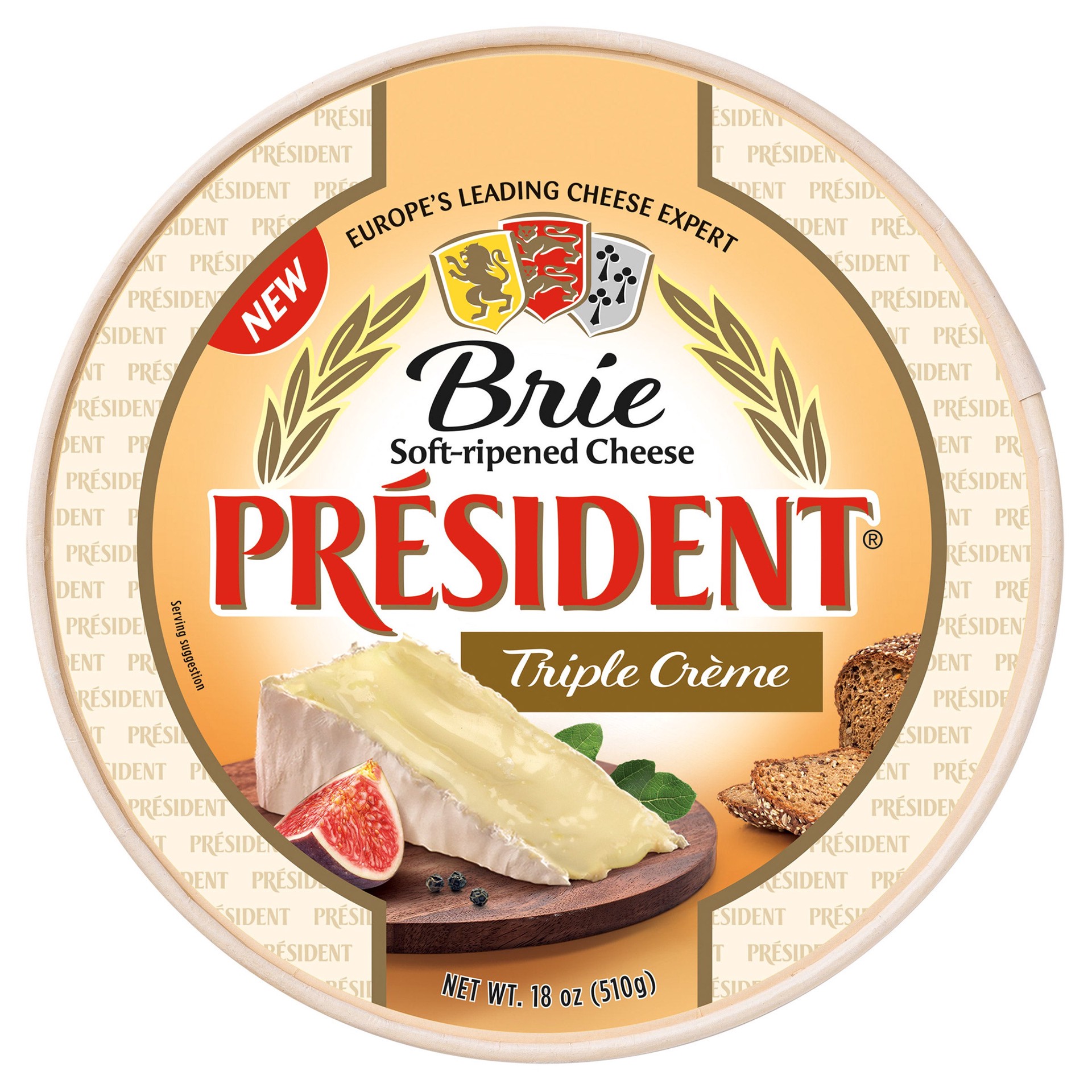 slide 1 of 2, President Triple Creme Brie, 18 oz, 