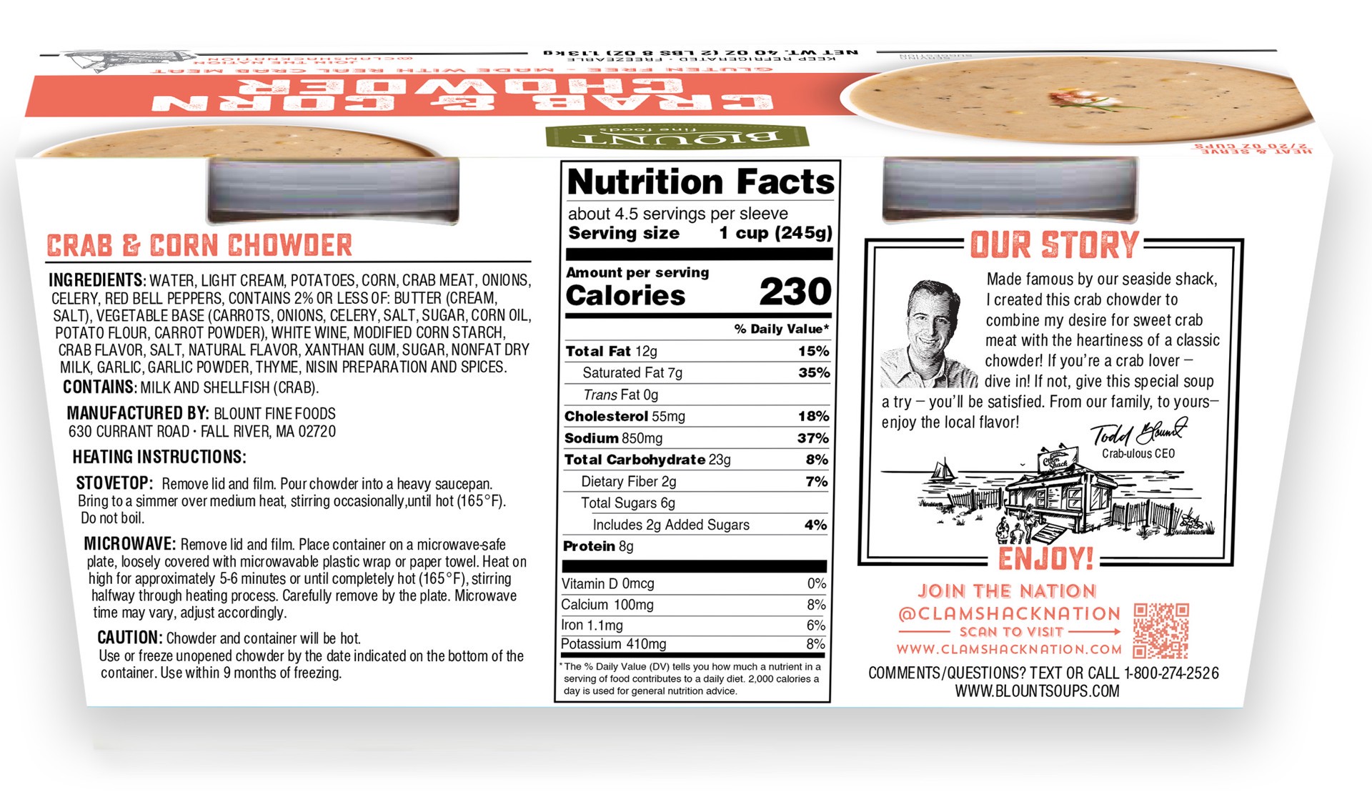 slide 2 of 2, Blount Fine Foods Corp Clam Shack Crab & Corn Chowder, 2, 