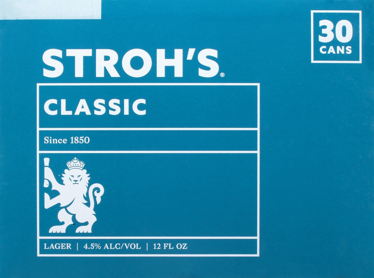 slide 1 of 10, Stroh's Classic Lager Beer 30-12 fl oz Cans, 30 ct; 12 oz