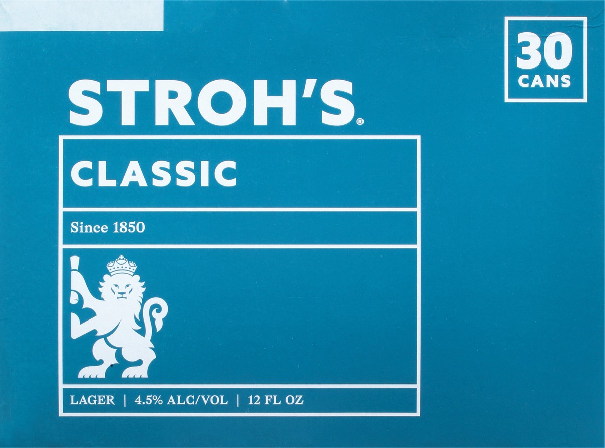 slide 7 of 10, Stroh's Classic Lager Beer 30-12 fl oz Cans, 30 ct; 12 oz
