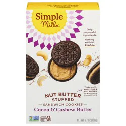 Simple Mills Nut Butter Stuffed Cocoa & Cashew Butter Sandwich Cookies 6.7 oz