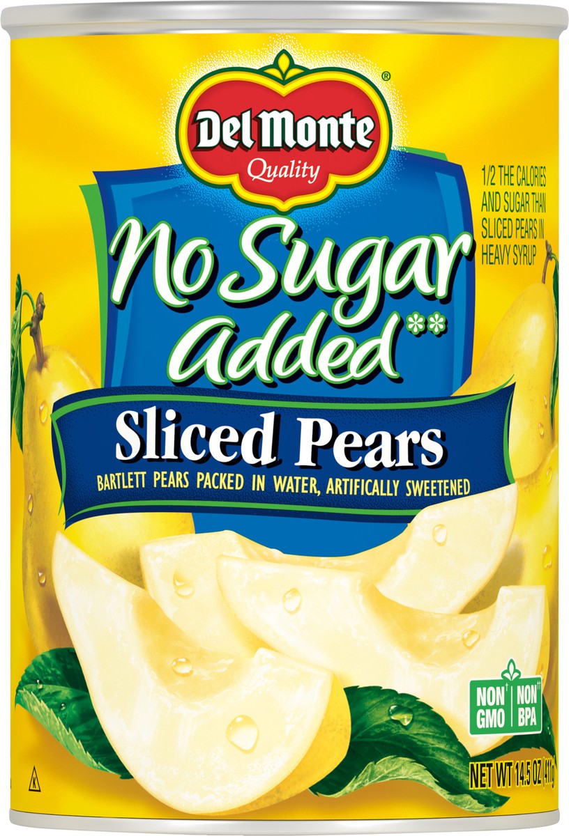 slide 3 of 7, Del Monte No Sugar Added Sliced Pears 14.5 oz, 14.5 oz