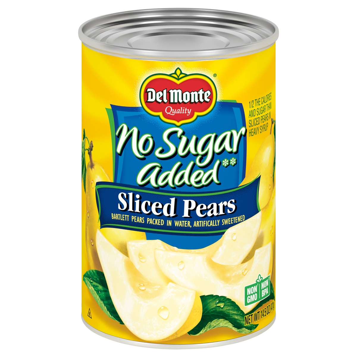 slide 1 of 6, Del Monte No Sugar Added Sliced Bartlett Pears Packed In Water, 14.5 oz