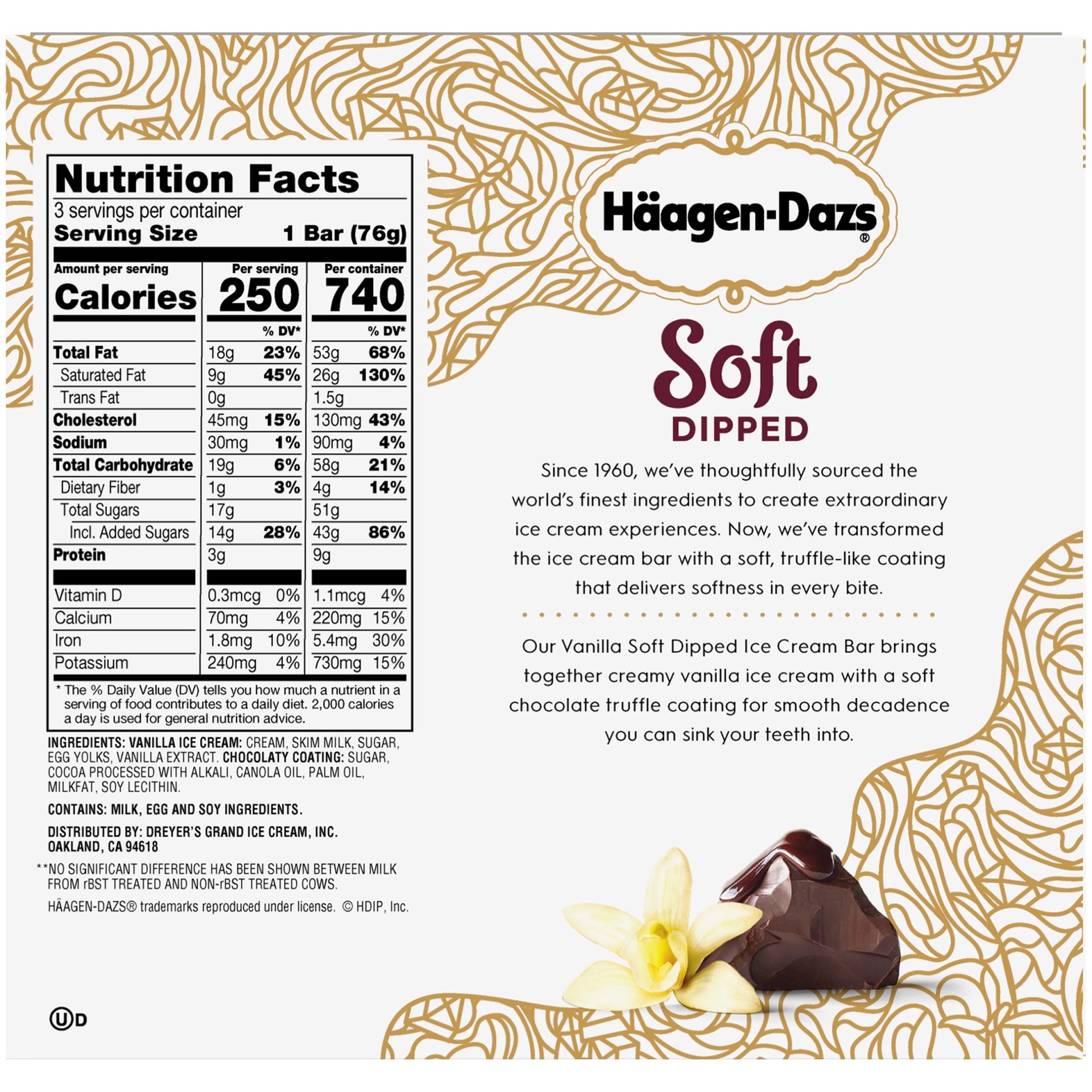 slide 4 of 7, Häagen-Dazs Soft Dipped Vanilla Ice Cream Bars, 9 fl oz