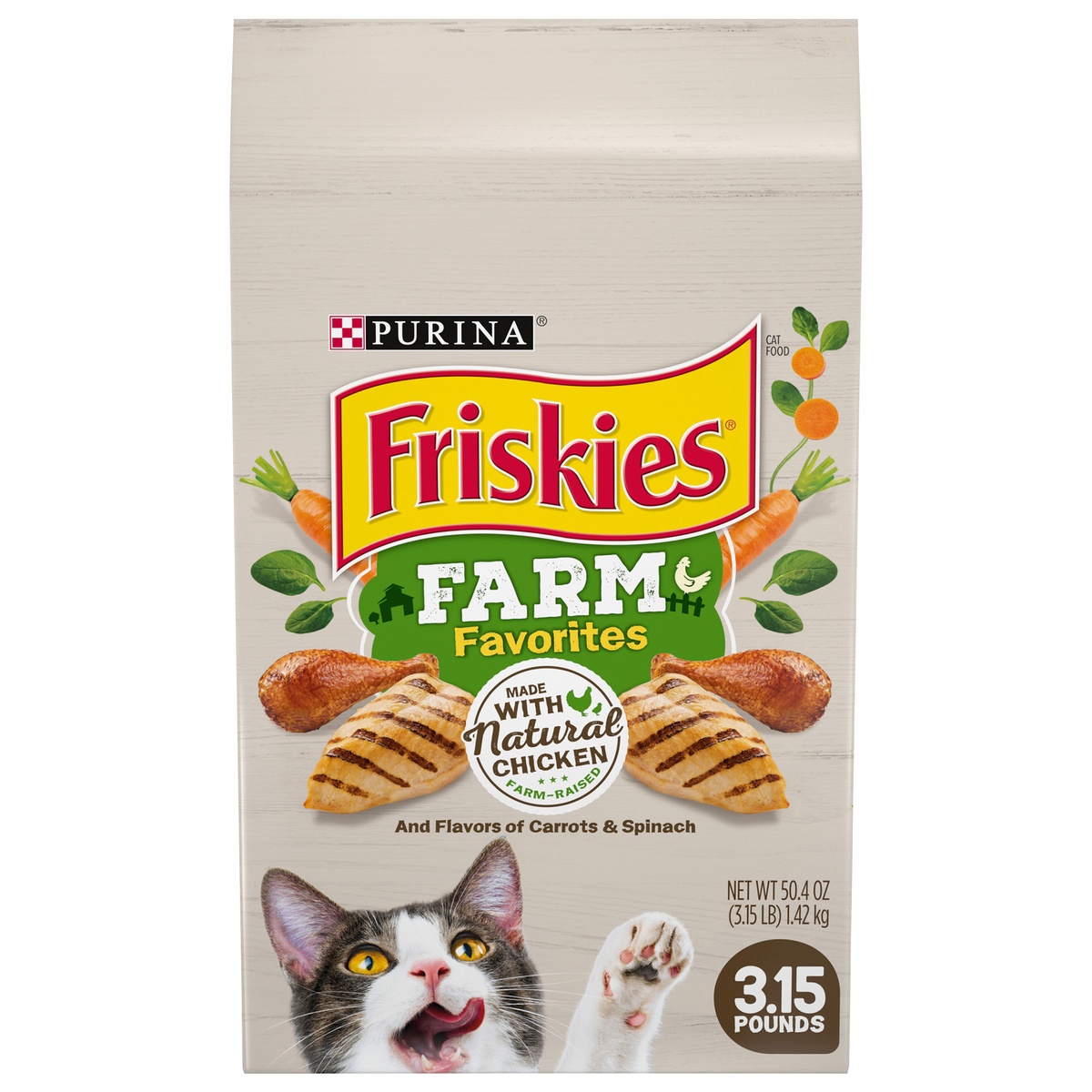 slide 1 of 1, Friskies Farm Favorites With Chicken Natural Dry Cat Food, 3.15 lb