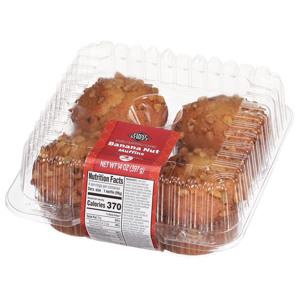 slide 2 of 14, First Street Fs/Gs Banana Nut Muffins, 14 oz