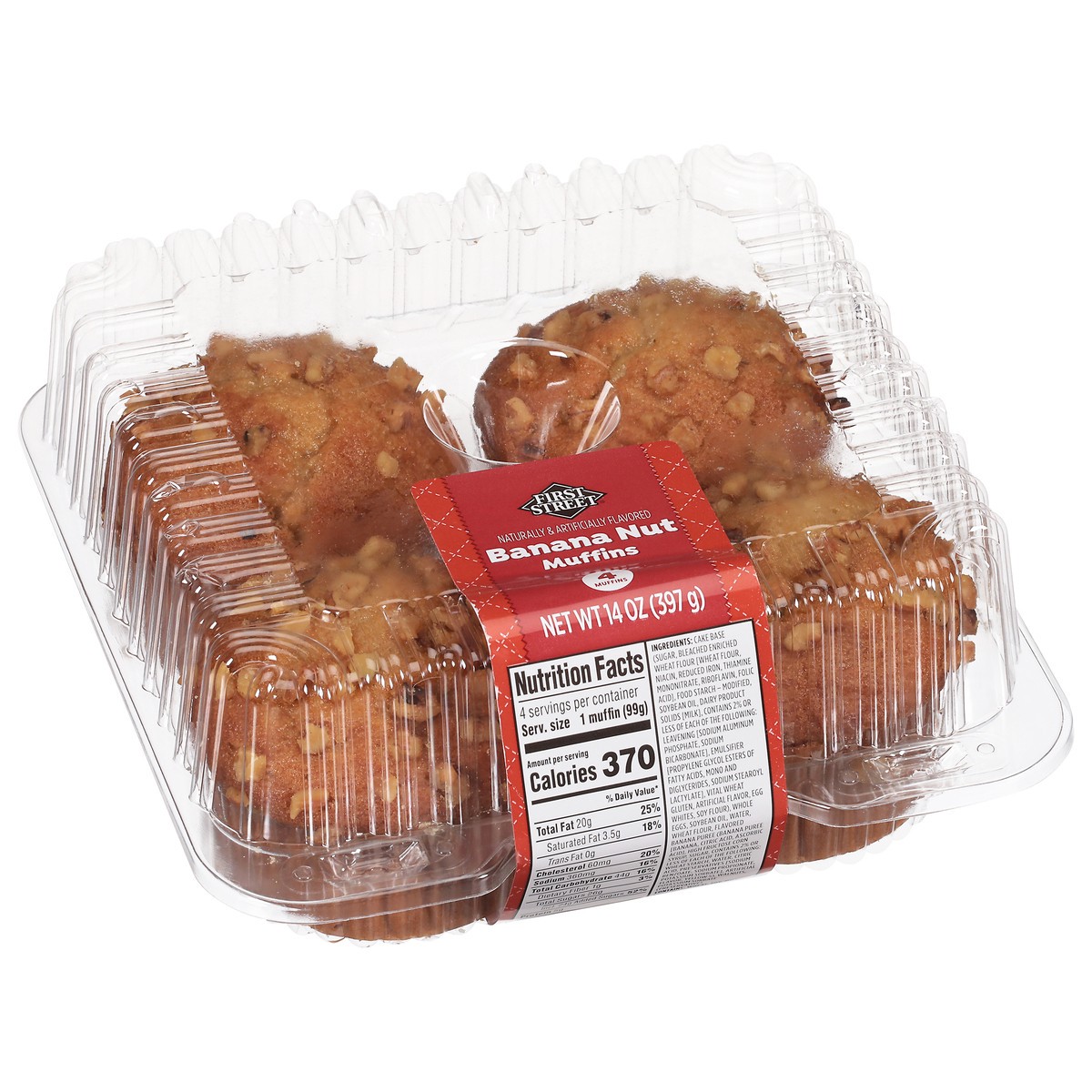 slide 10 of 14, First Street Fs/Gs Banana Nut Muffins, 14 oz