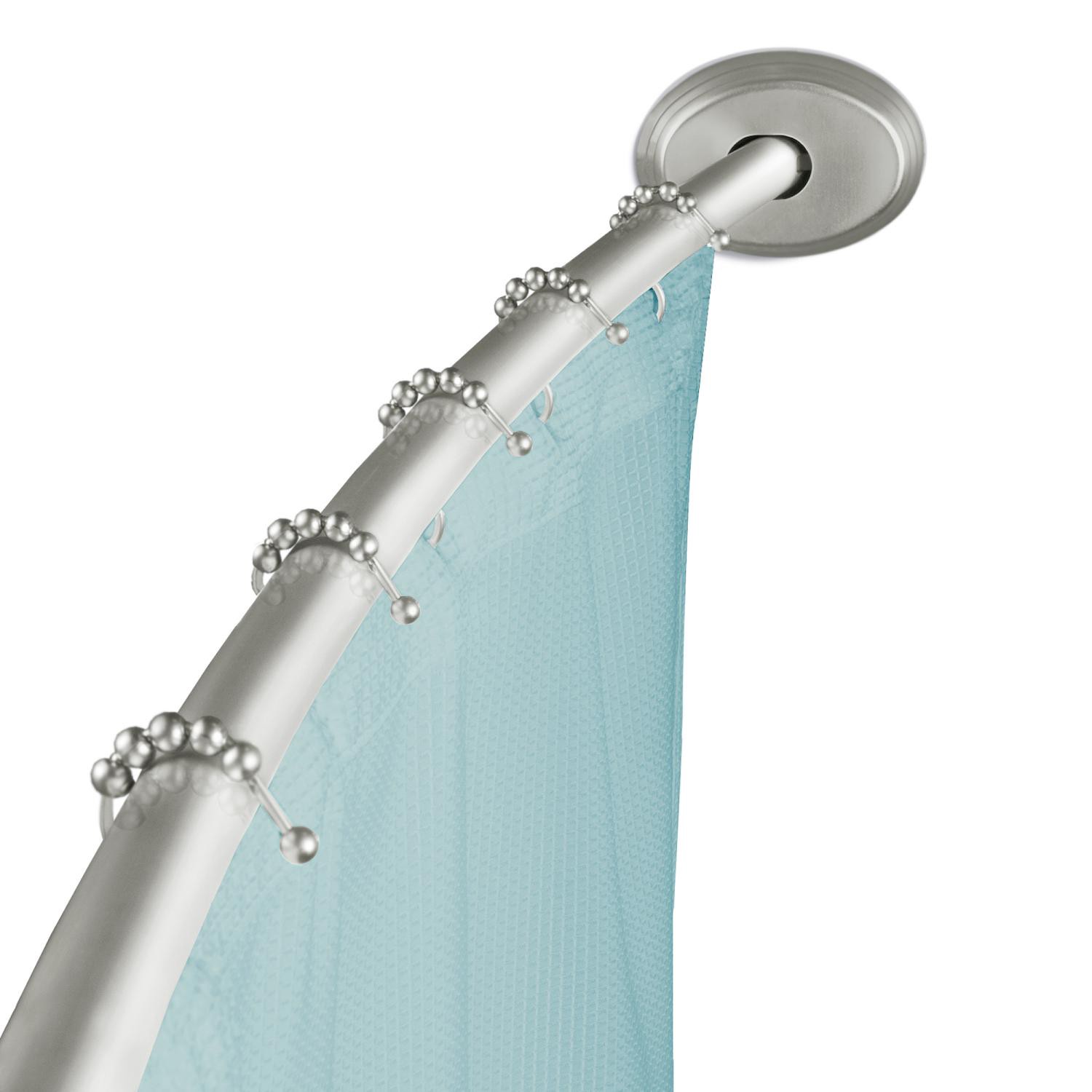 slide 1 of 4, Zenna Home NeverRust Aluminum Tension or Permanent Mount Adjustable Curved Shower Rod, Brushed Nickel, 1 ct
