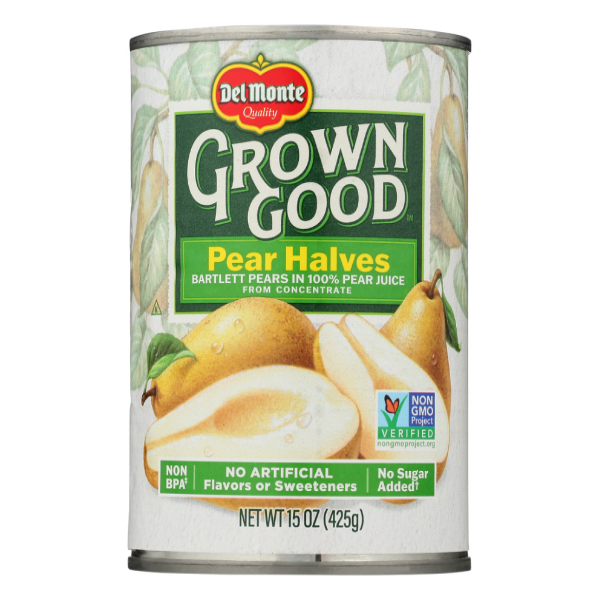 slide 1 of 1, Del Monte Grown Good Pear Halves In 100% Juice, 15 oz