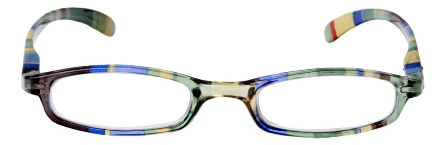 slide 2 of 4, ICU Eyewear Rectangular Striped Reading Glasses, Green, +3.00, 1 ct