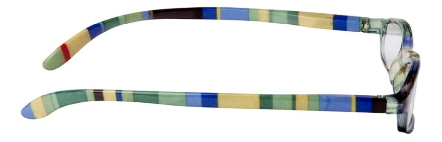 slide 3 of 4, ICU Eyewear Rectangular Striped Reading Glasses, Green, +3.00, 1 ct