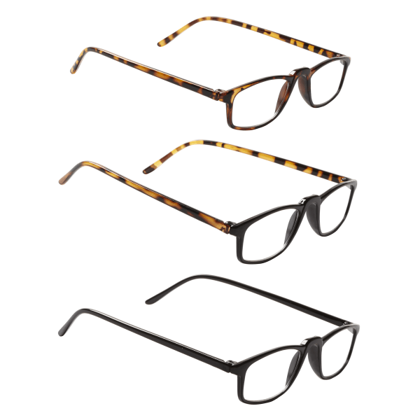 slide 2 of 2, ICU Eyewear Rectangular Reading Glasses Set, Plastic, +3.00, Pack Of 3, 3 ct