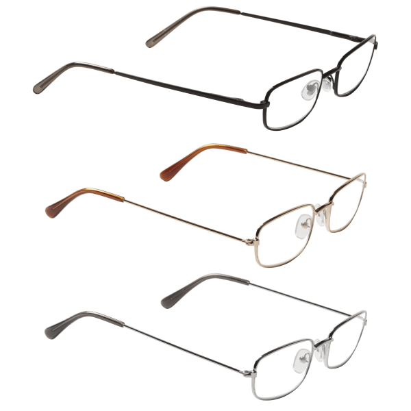 slide 2 of 2, ICU Eyewear Rectangular Reading Glasses Set, Metal, +3.00, Pack Of 3, 3 ct
