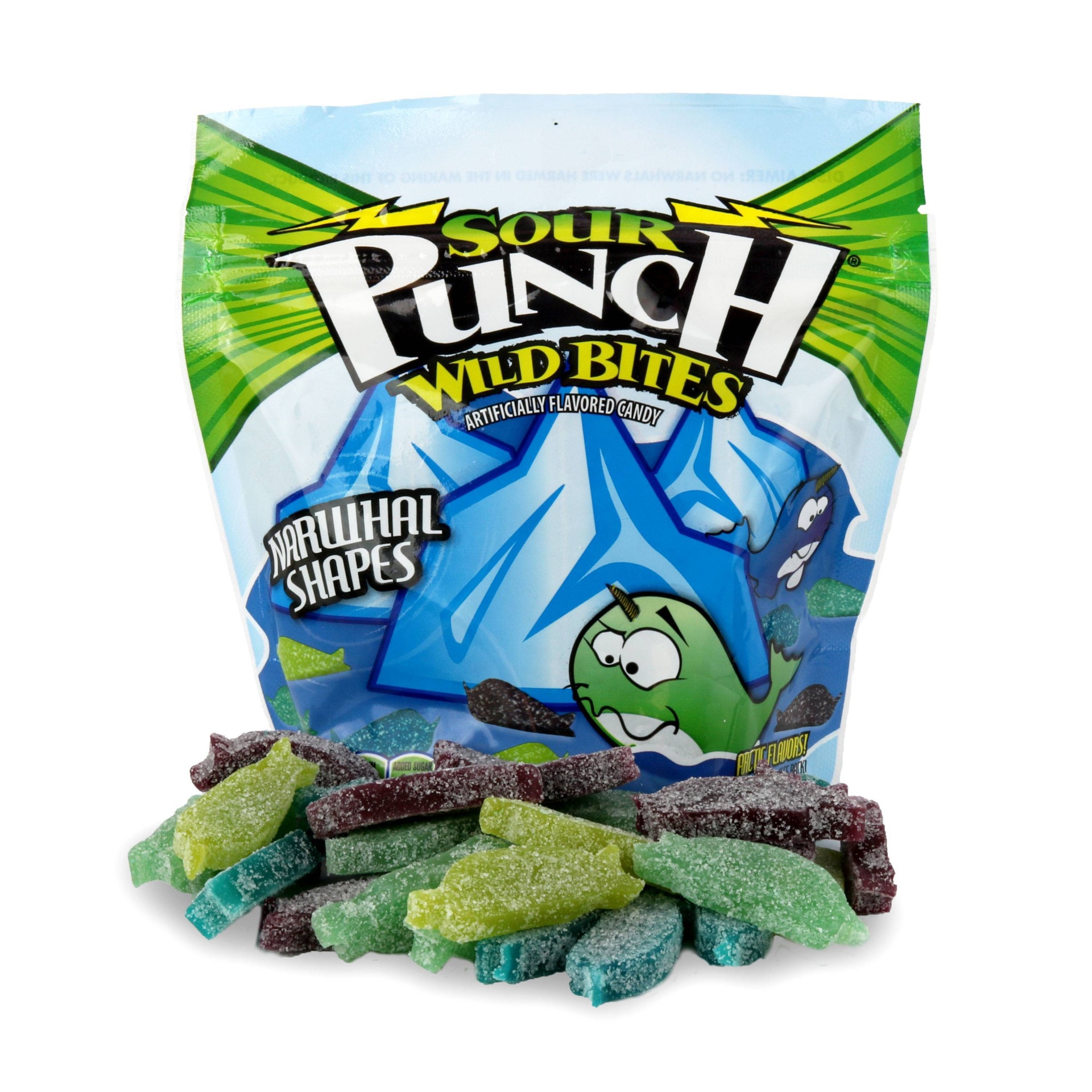 slide 1 of 1, Sour Punch Wild Bites Narwhal Shapes, 8 oz