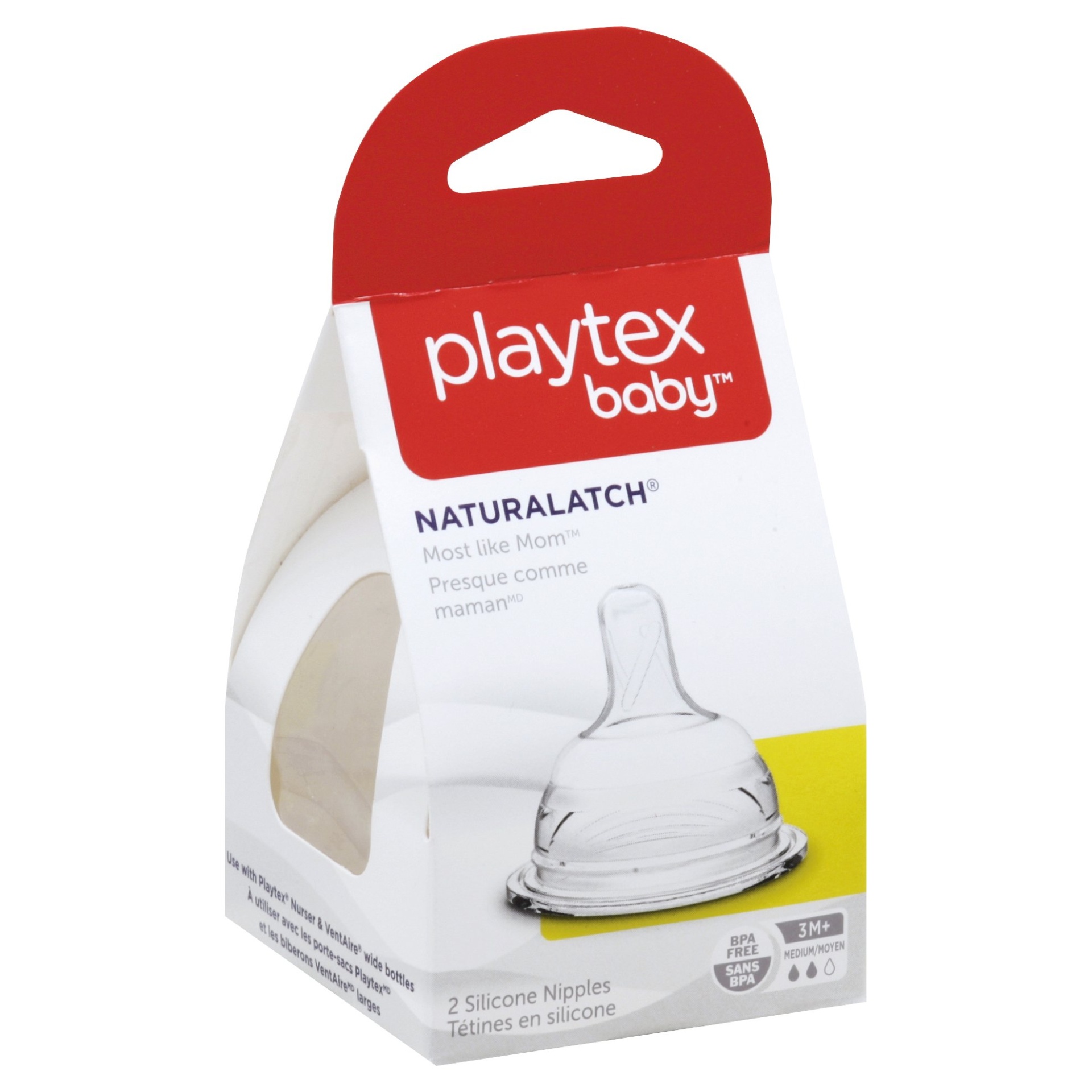 slide 1 of 5, Playtex Baby Naturalatch Medium Silicone Nipples 3m, 2 ct