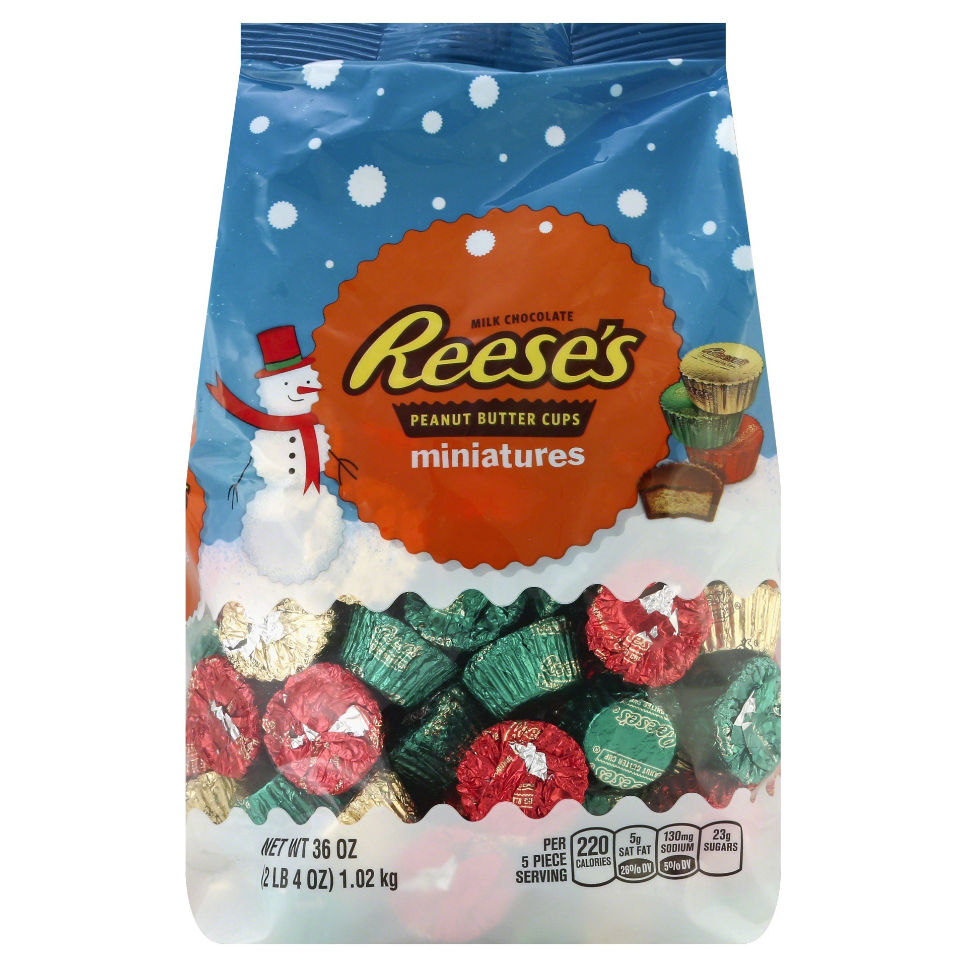 slide 1 of 5, Reese's Holiday Miniatures Milk Chocolate Peanut Butter Cups, 36 oz