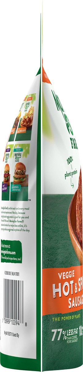 slide 11 of 12, MorningStar Farms Sausage Patties, Vegan Plant Based Protein, Frozen Breakfast Side, Hot and Spicy, 8oz Bag, 6 Patties, 6 ct; 1.33 oz