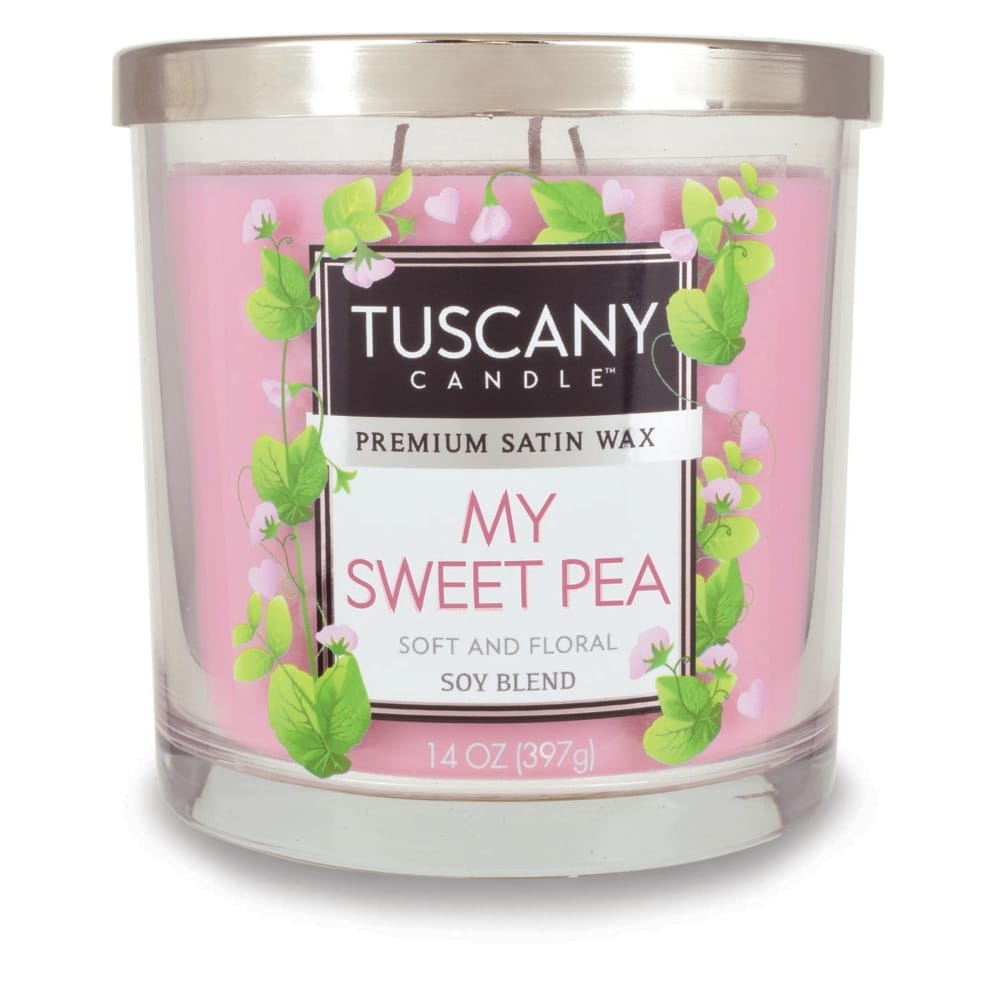 slide 1 of 1, Tuscany Candle My Sweet Pea Preium Satin Wax Candle, 14 oz