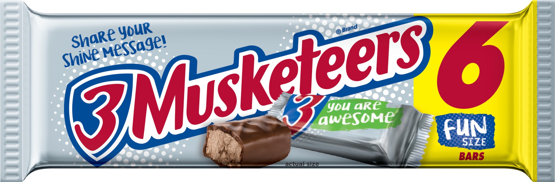 slide 1 of 1, 3 MUSKETEERS Chocolate Fun Size Chocolate Barsdy Pack, 6 ct; 2.93 oz