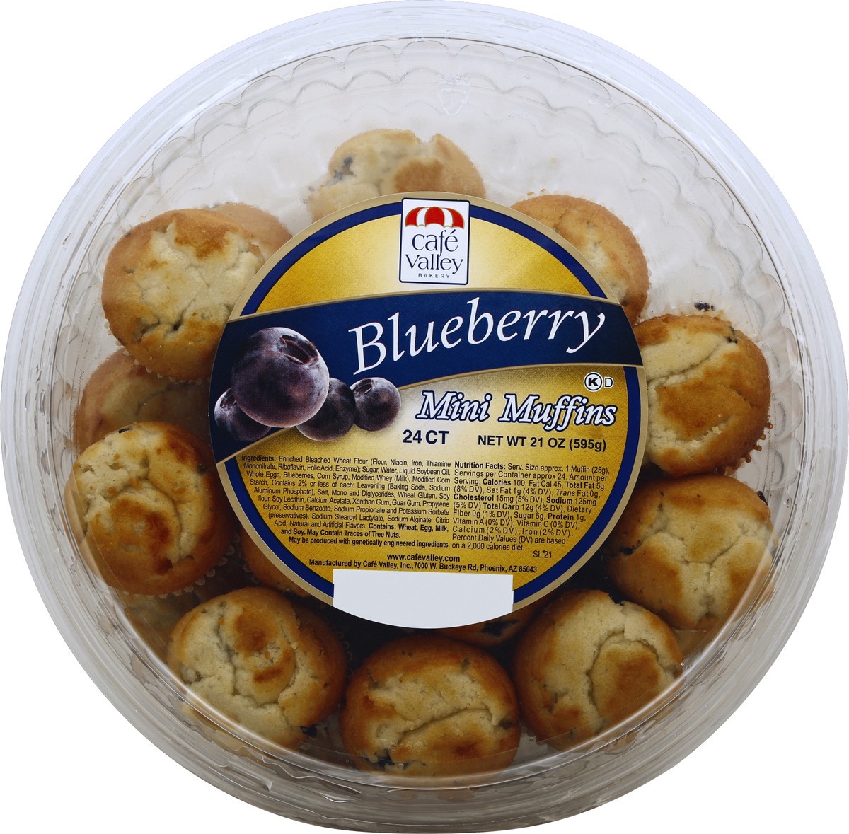 slide 3 of 4, Cafe Valley Mini Blueberry Muffins, 21 oz