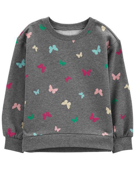 slide 1 of 2, Carters Kid Butterfly Fleece Sweatshirt Heather 14, 1 ct