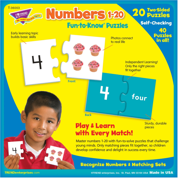 slide 2 of 3, Trend Fun-To-Know Puzzle, Numbers 1-20, 40 Pieces, 1 ct