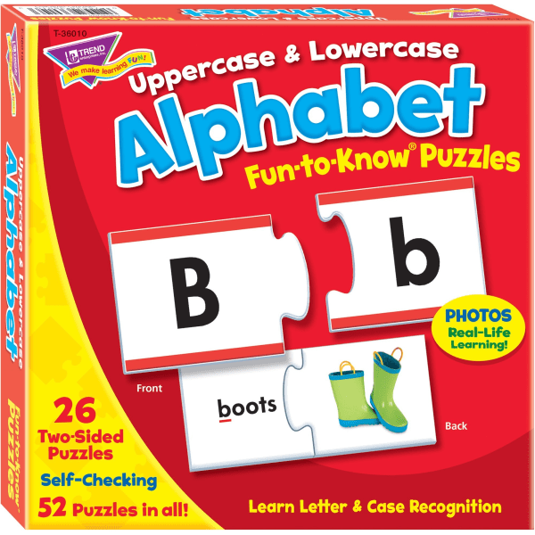 slide 2 of 3, TREND Upper/Lowercase Alphabet Fun-To-Know Puzzles, Pre-K, Pack Of 2 Puzzles, 2 ct