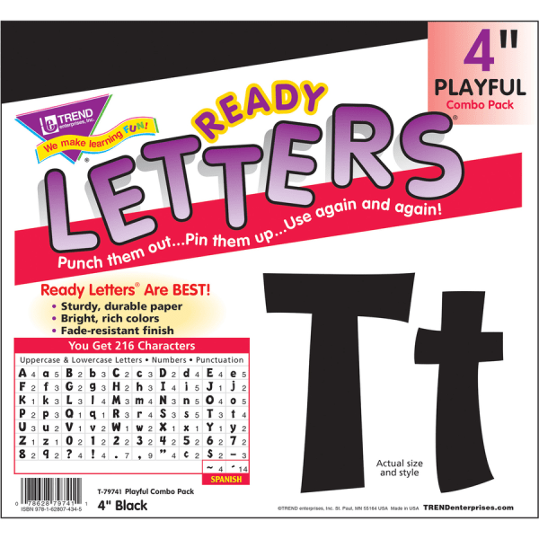 slide 2 of 4, TREND Ready Letters Letters, Playful Combo, Black, 70 ct; 4 in